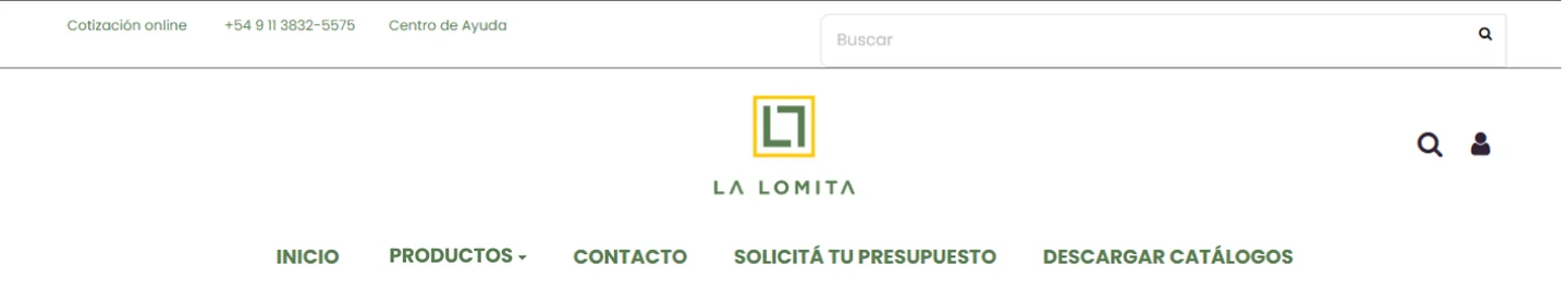 La Lomita antes: dos buscadores y un menú con letra muy gruesa.
