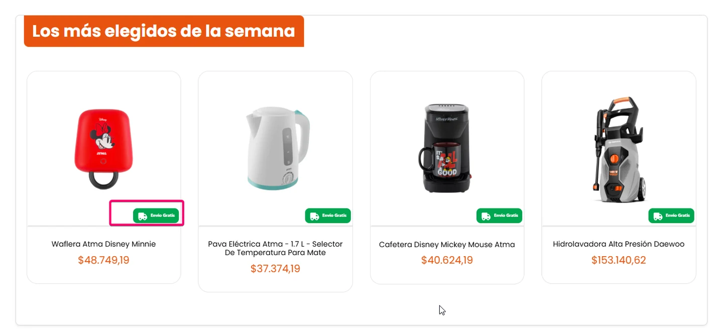 Un Mundo antes: cards sin cuotas visibles y con el precio en naranja.
