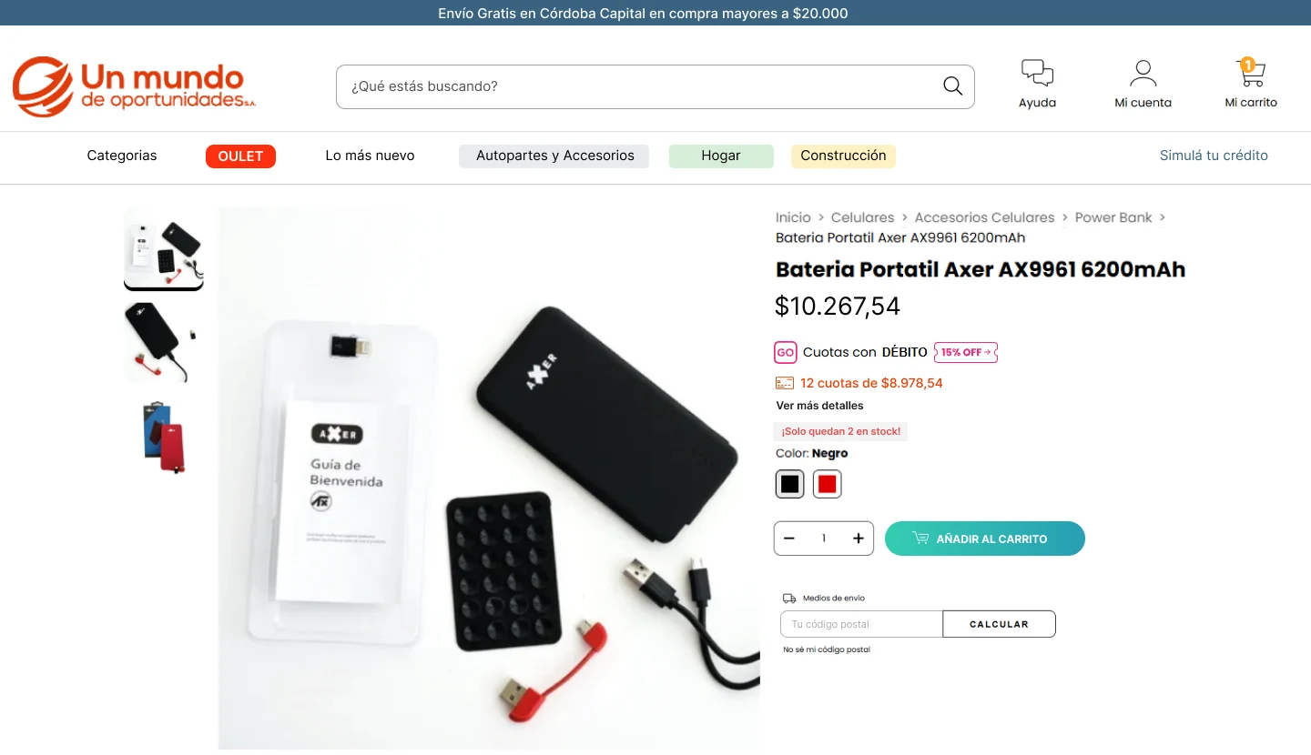 Un Mundo después: precio, cuotas y envío ordenados, con un botón de compra en su justa medida.
